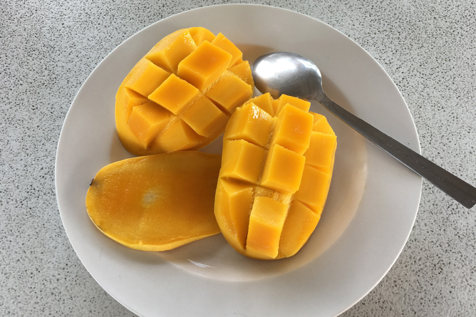 セブのセガの朝食、フルーツでマンゴ